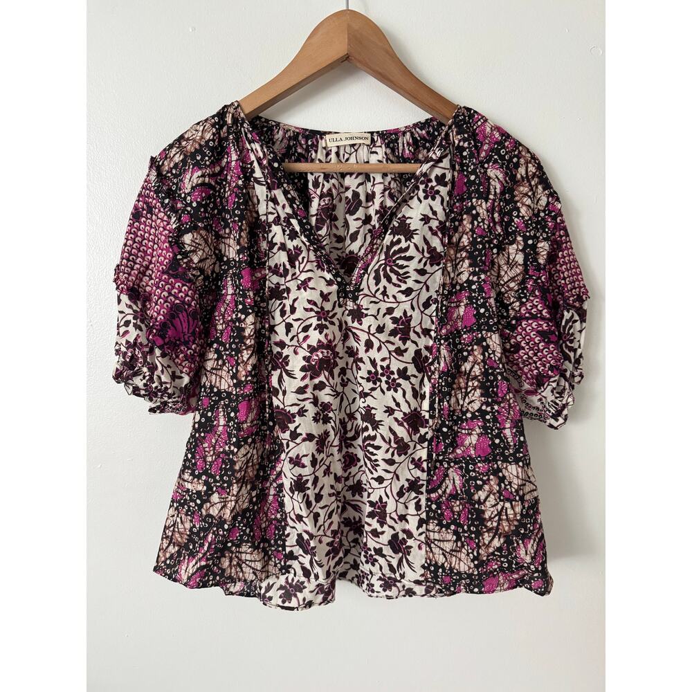 Ulla Johnson 0 Arusi Fuchsia Silk Blouse - Picture 3 of 8
